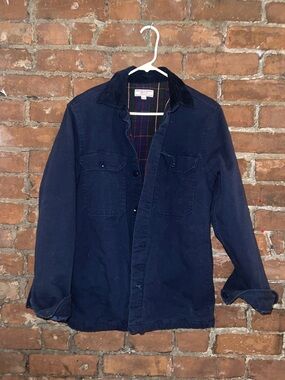Men's Navy Work Jacket with Corduroy Collar